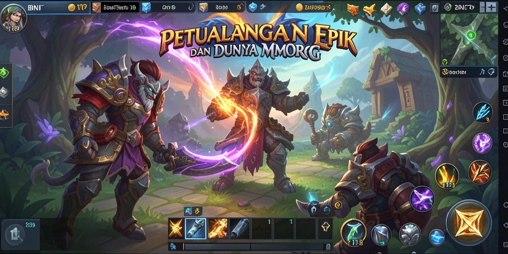 Screenshot gameplay <strong>BNI789</strong> menampilkan pertempuran seru di dunia fantasi.