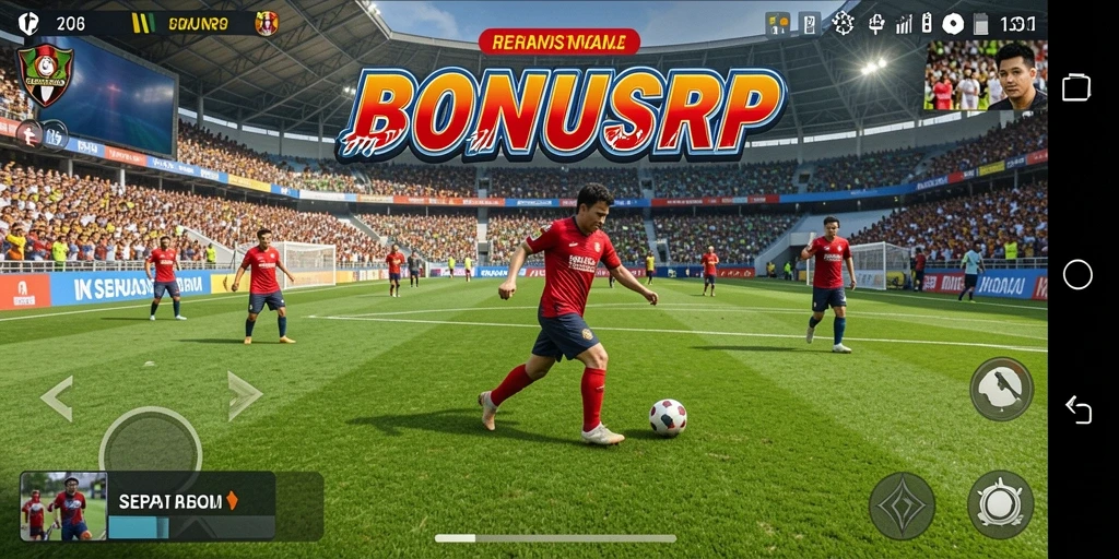 Tampilan gameplay sepak bola yang mendebarkan dan realistis.
