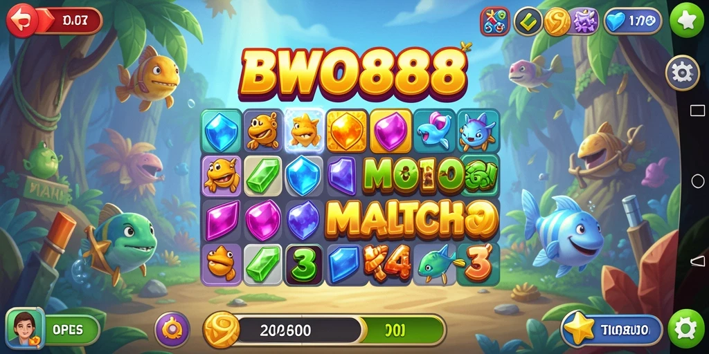 Tampilan gameplay BWO888 memperlihatkan keseruan mencocokkan elemen.