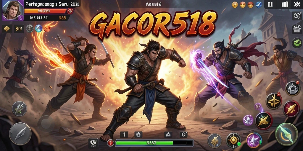 Screenshot gameplay GACOR518 dengan aksi pertarungan mendebarkan.