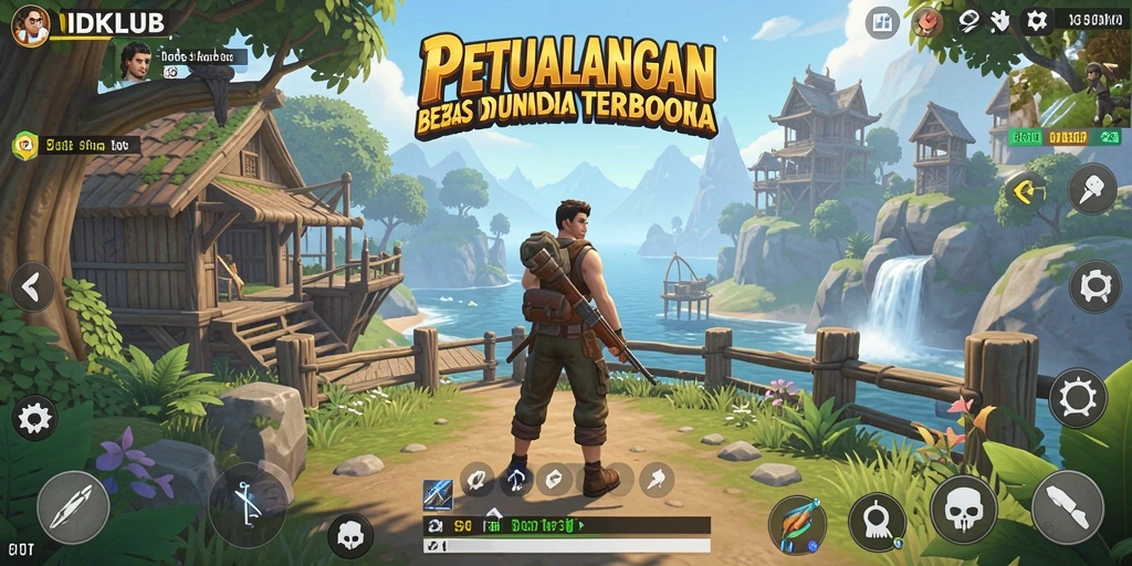 Tampilan utama gameplay IDKLUB dalam dunia terbuka yang menakjubkan.