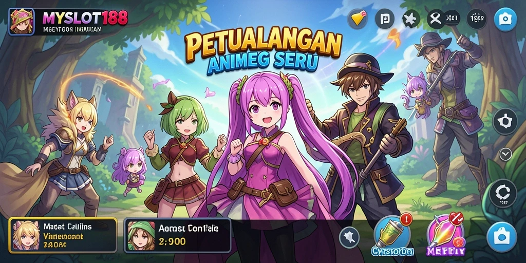 Tampilan gameplay MYSLOT188 dengan karakter anime dan aksi menarik.