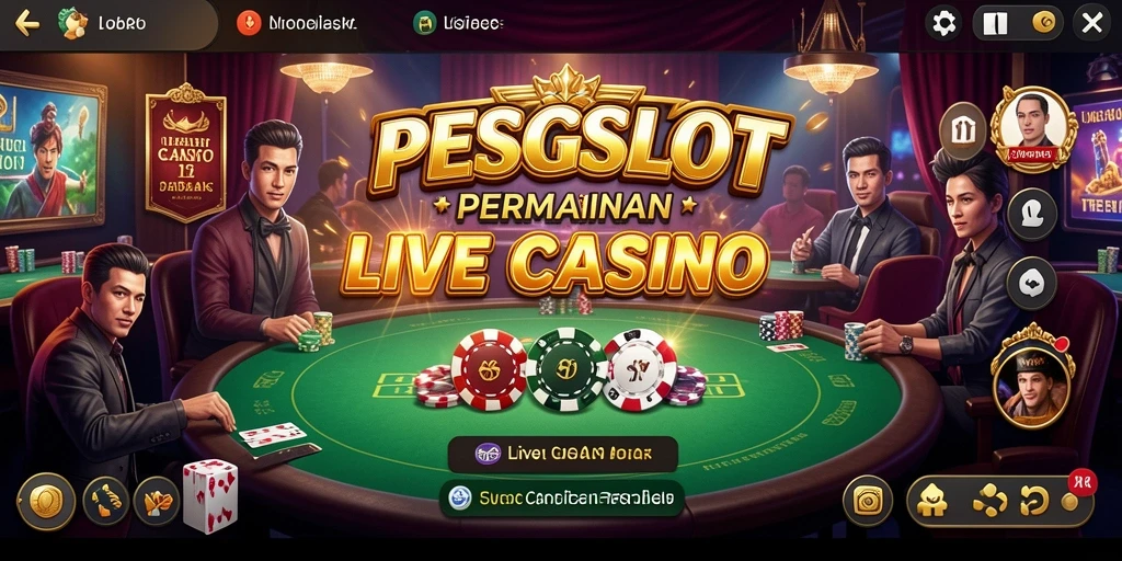 Screenshot PESGSLOT menampilkan dealer langsung dalam permainan kasino.
