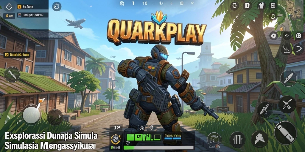 Screenshot gameplay utama QUARKPLAY menampilkan aksi dinamis dan interaksi pemain.