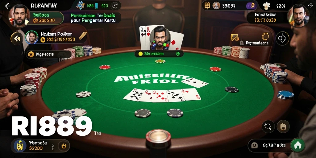 Tampilan gameplay Poker yang mendebarkan di RI889.