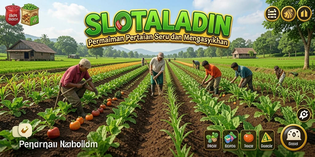 Tampilan gameplay SLOTALADIN yang menarik dengan aktivitas bertani.