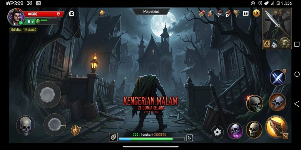 Menampilkan gameplay menyeramkan dari WP888 dengan suasana gelap.